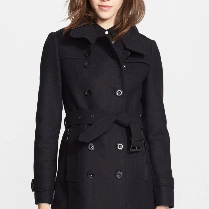 BURBERRY 經典 排釦 黑色 羊毛大衣 長大衣 風衣外套 大衣外套 大衣-6