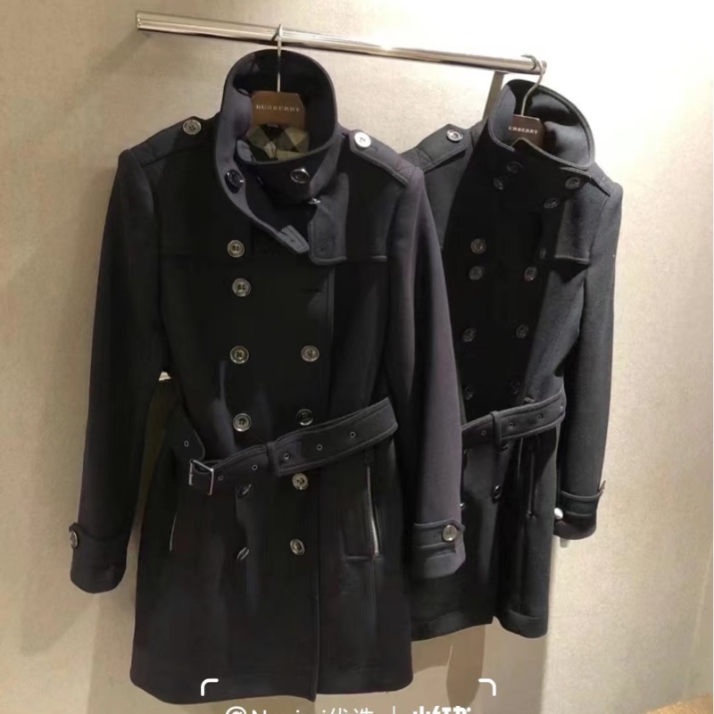 BURBERRY 經典 排釦 黑色 羊毛大衣 長大衣 風衣外套 大衣外套 大衣-8