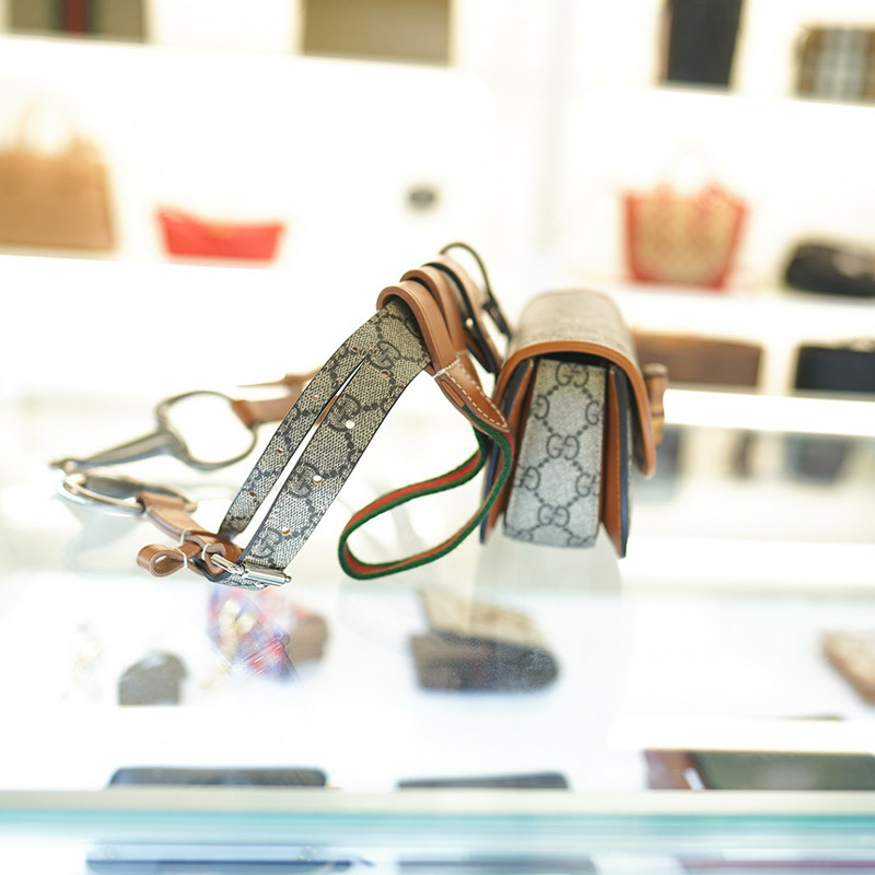 GUCCI UIQEN 8288 竹編腰包 681137 米色帆布-9