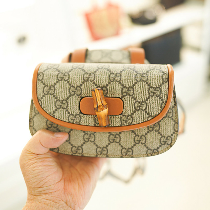 GUCCI UIQEN 8288 竹編腰包 681137 米色帆布-11