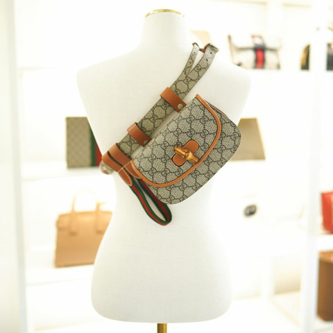 GUCCI UIQEN 8288 竹編腰包 681137 米色帆布