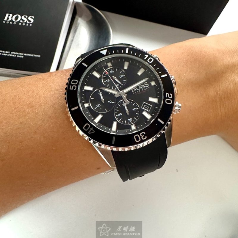 BOSS手錶,編號HB1513912,46mm黑錶殼,深黑色錶帶款-7
