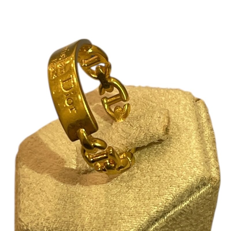 CHRISTIAN DIOR 迪奧 LOGO 戒指 合金 L碼 金色-1