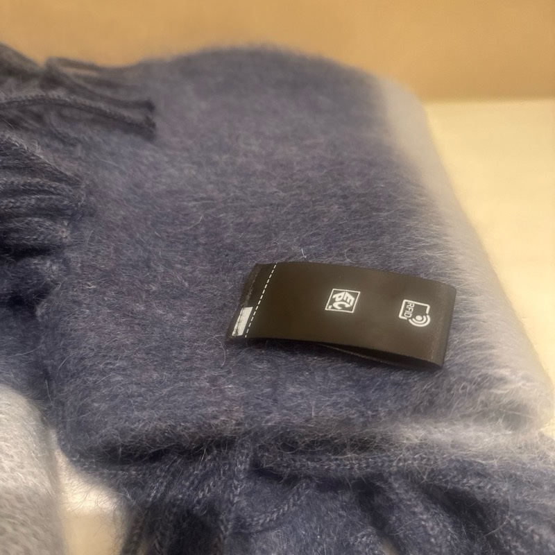 Miu Miu 羊毛流蘇圍巾 藍 全新-3