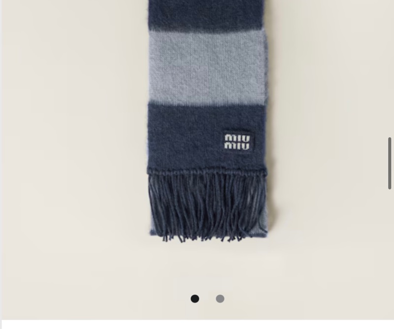 Miu Miu 羊毛流蘇圍巾 藍 全新-5