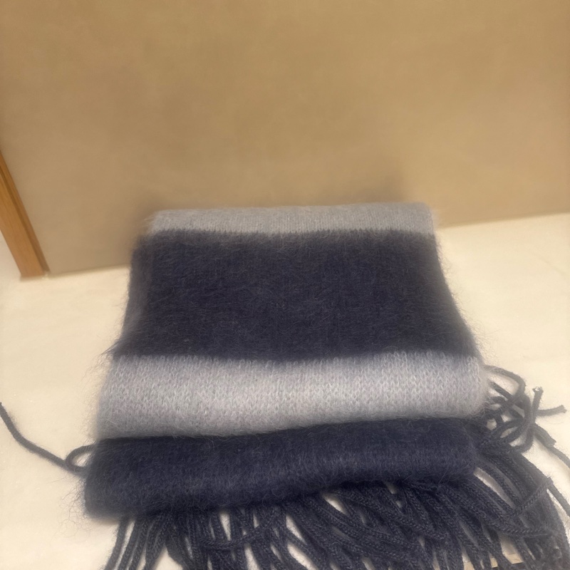 Miu Miu 羊毛流蘇圍巾 藍 全新-7