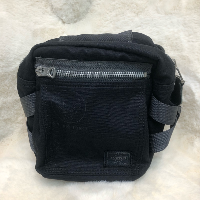 PORTER AIR FORCE 黑色灰色帶斜孭包 腰包 XC133-0