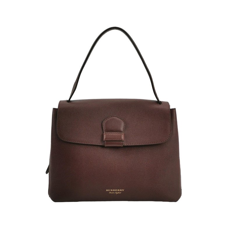 Burberry牛皮帆布拼色格紋字母Logo單肩包-0