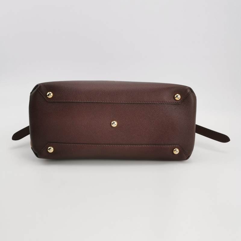 Burberry牛皮帆布拼色格紋字母Logo單肩包-5