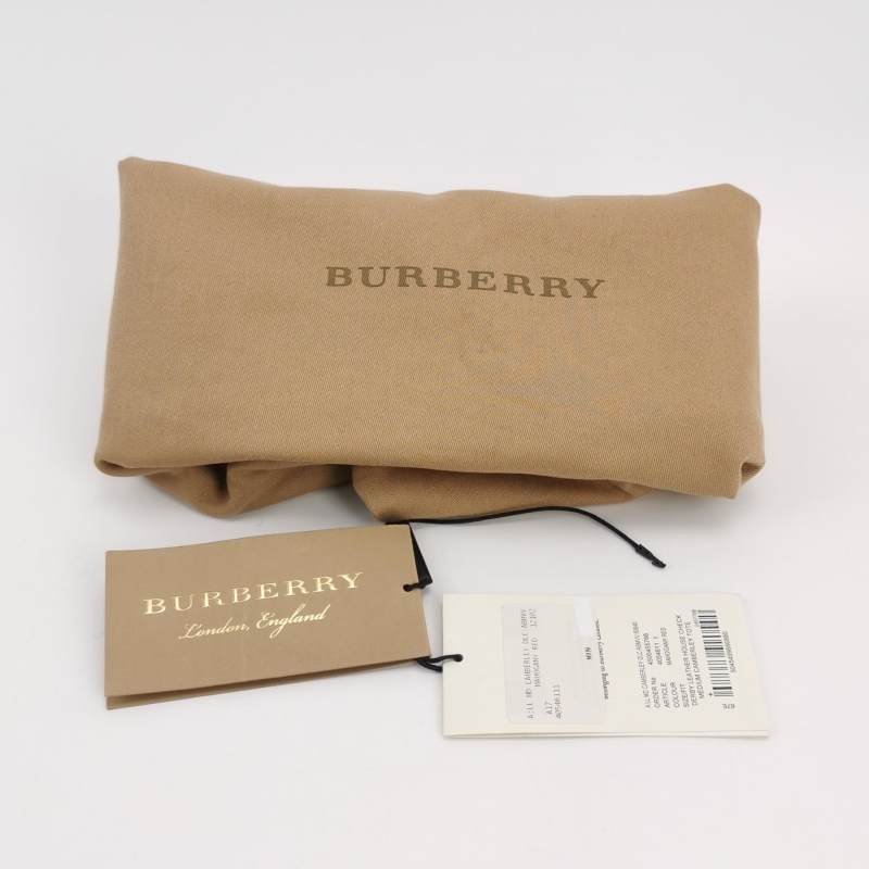 Burberry牛皮帆布拼色格紋字母Logo單肩包-8