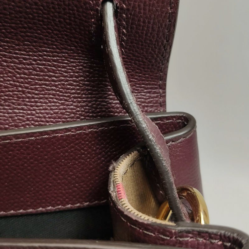 Burberry牛皮帆布拼色格紋字母Logo單肩包-23