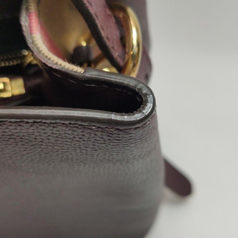 Burberry牛皮帆布拼色格紋字母Logo單肩包-24