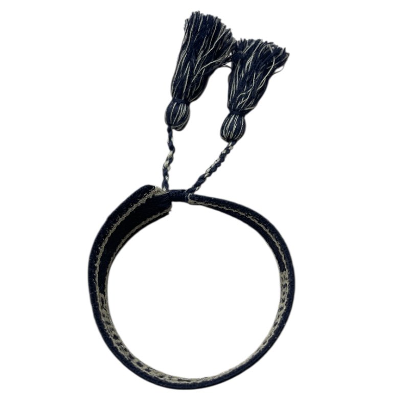 DIOR 迪奧 刺繡編織手環 棉 深藍-1