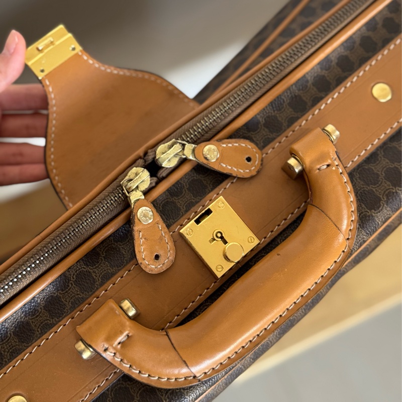 Celine Macadam 手提行李箱 行李包 真皮帆布-5