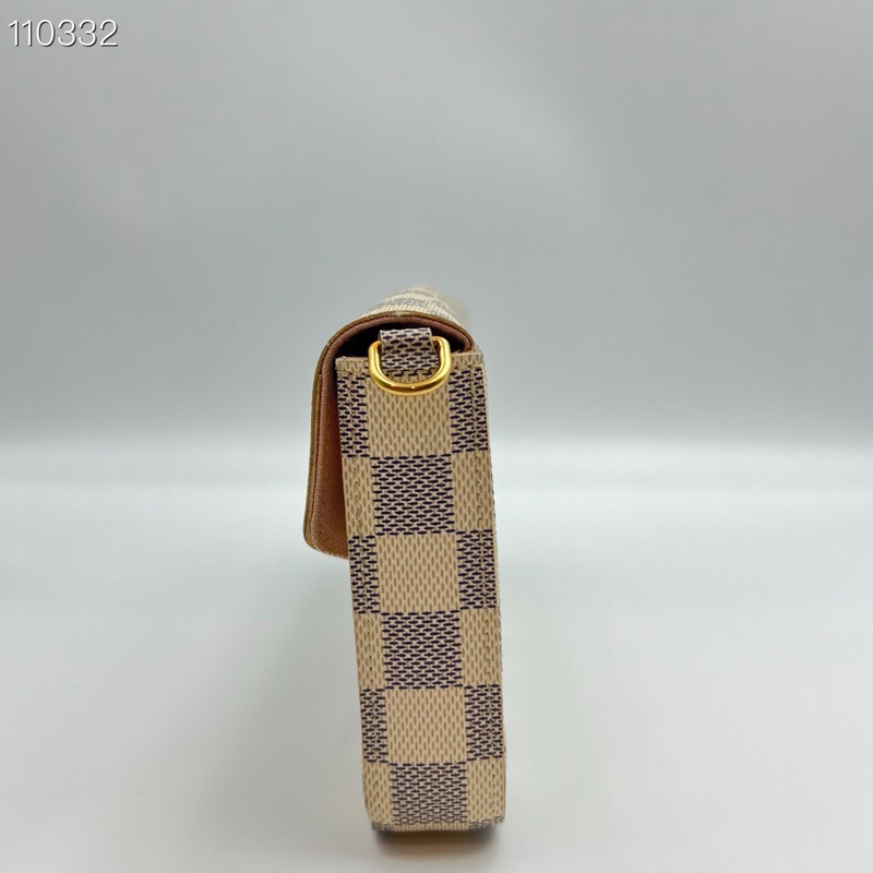 【98新】LV路易威登 Pochette Felicie白棋盤格塗層帆布三合一-3