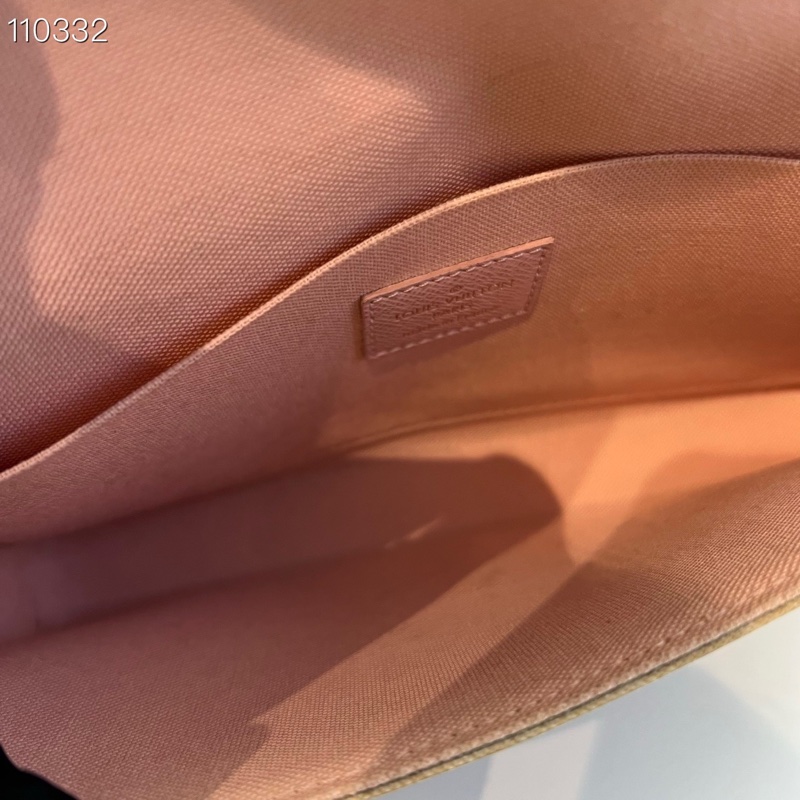 【98新】LV路易威登 Pochette Felicie白棋盤格塗層帆布三合一-4