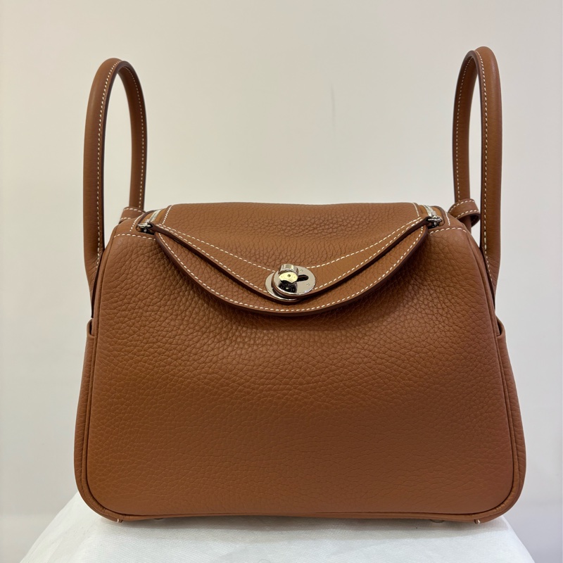 HERMES 37 Gold TC皮革銀釦Lindy26-0