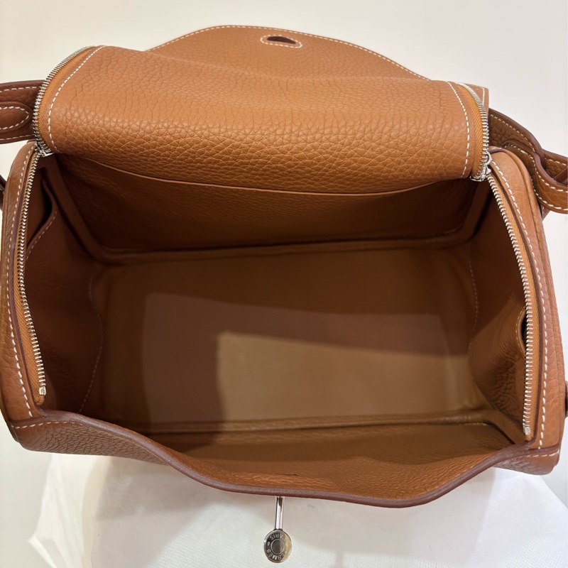 HERMES 37 Gold TC皮革銀釦Lindy26-5