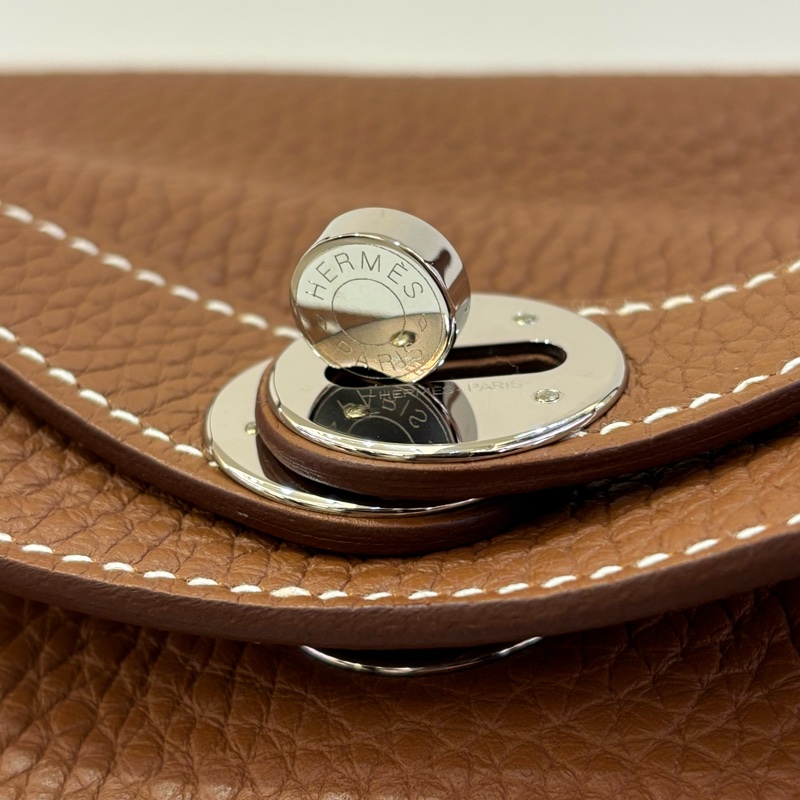 HERMES 37 Gold TC皮革銀釦Lindy26-6