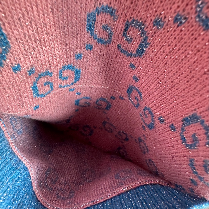 Gucci糖果粉/藍金蔥針織滿版雙G外套-11