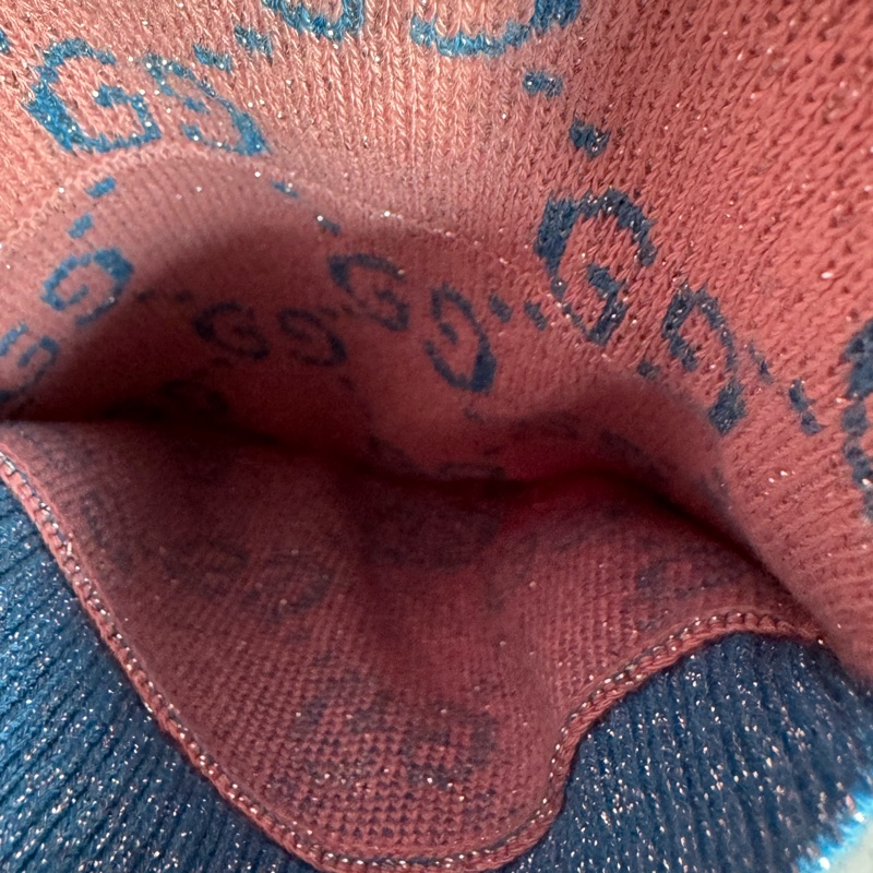 Gucci糖果粉/藍金蔥針織滿版雙G外套-12