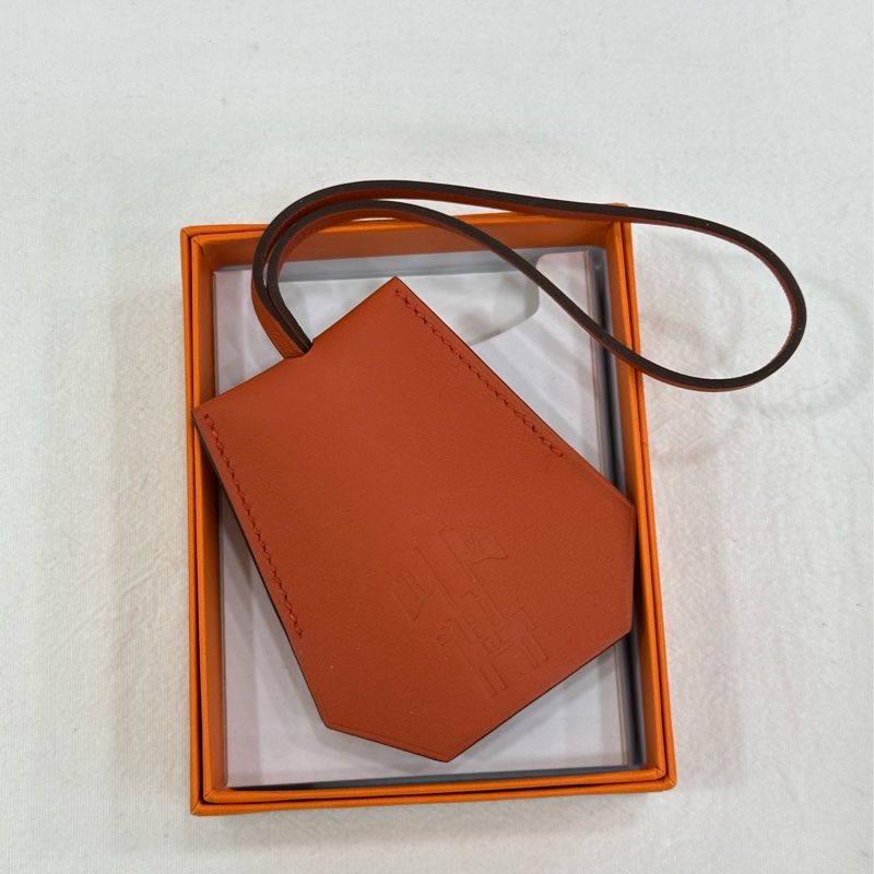 Hermes/愛馬仕 橘色鑰匙圈 包掛件 全新-0