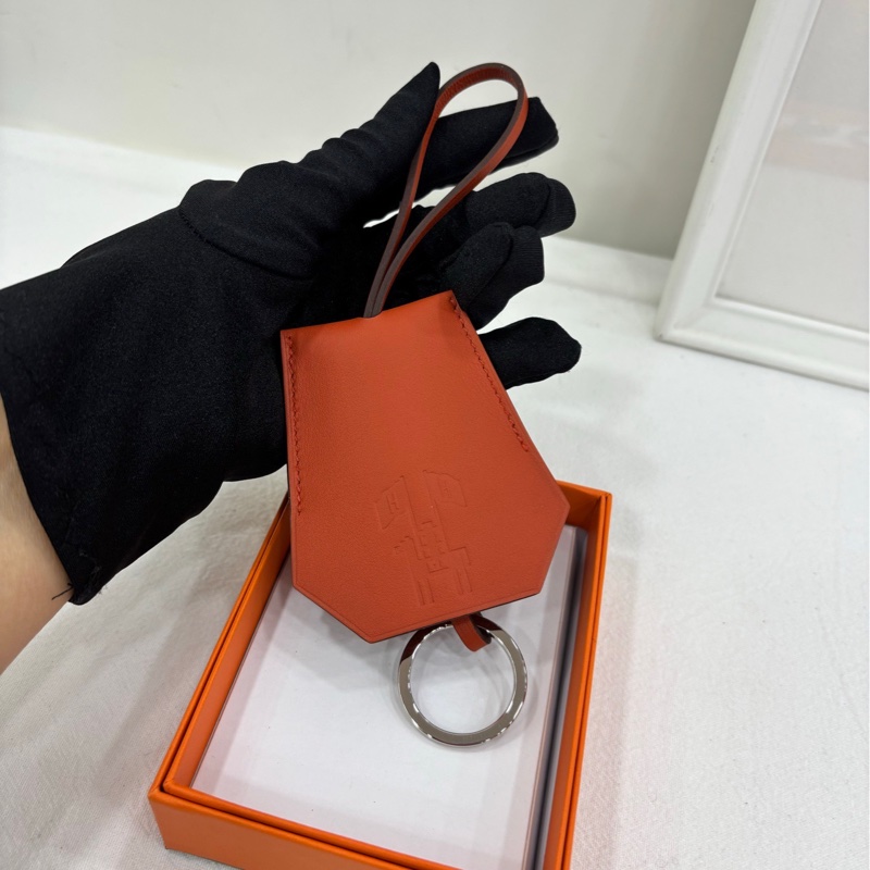 Hermes/愛馬仕 橘色鑰匙圈 包掛件 全新-1