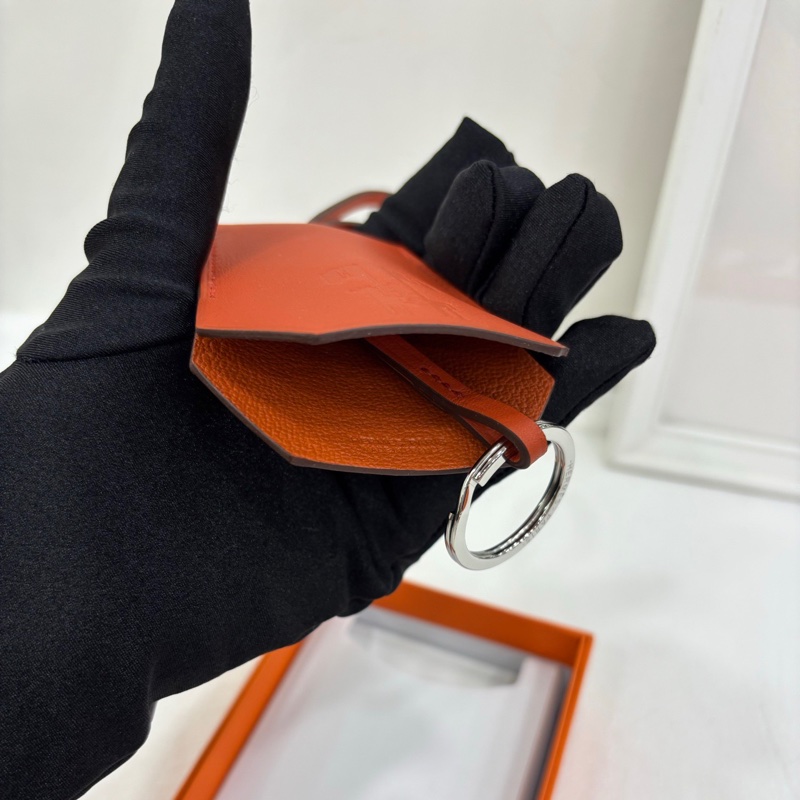 Hermes/愛馬仕 橘色鑰匙圈 包掛件 全新-3