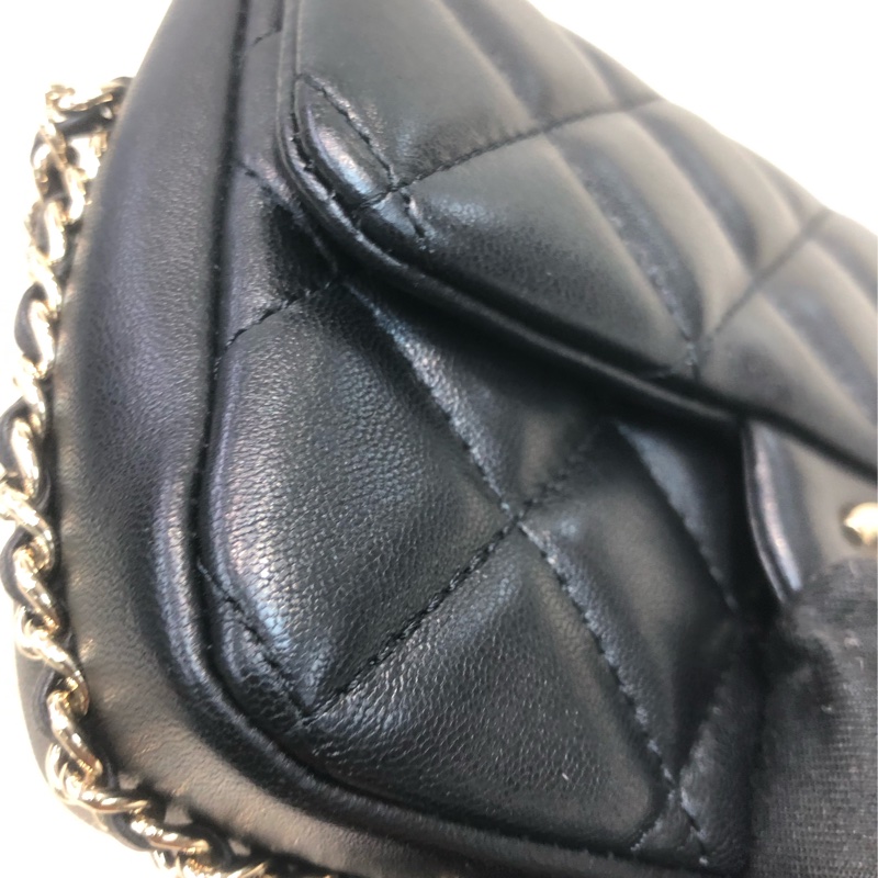 Chanel 黑色珍珠字鏈條 Flap Bag XC124-11