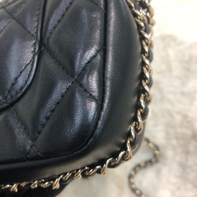 Chanel 黑色珍珠字鏈條 Flap Bag XC124-12