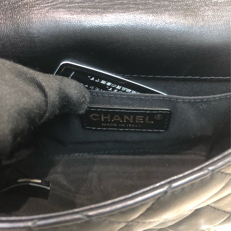 Chanel 黑色珍珠字鏈條 Flap Bag XC124-21