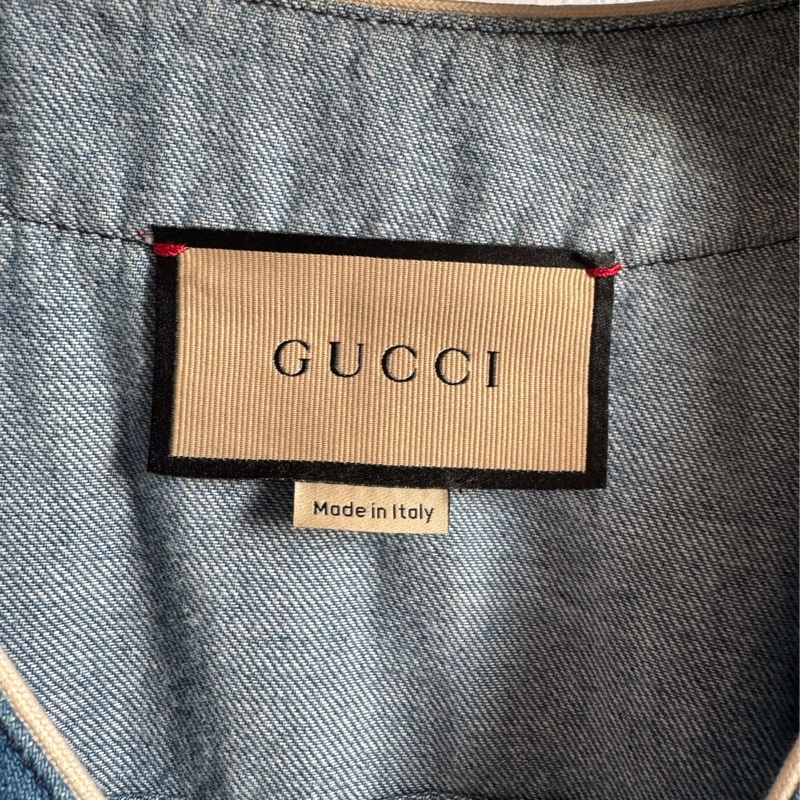 Gucci藍色單寧白大G短袖上衣-1