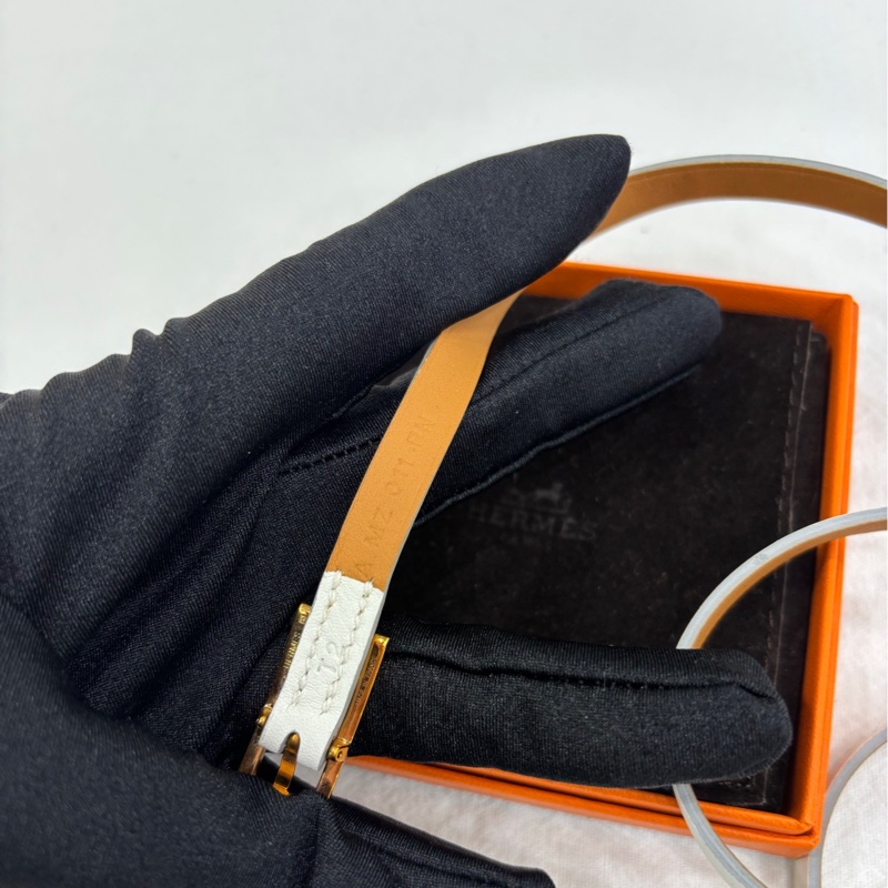 HERMES/愛馬仕 Behapi雙圈皮手鐲，脖鏈 全新-4