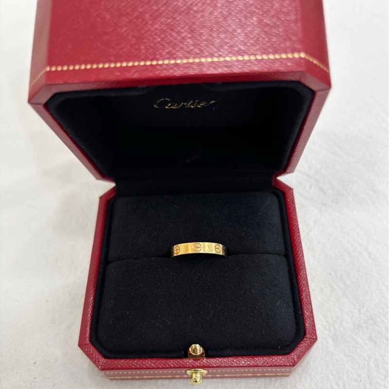 Cartier 卡地亞love系列18k玫瑰金窄版戒指 52碼-0