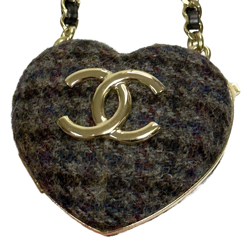 CHANEL CC *秀款* 愛心 粗花呢 斜揹飾品-5