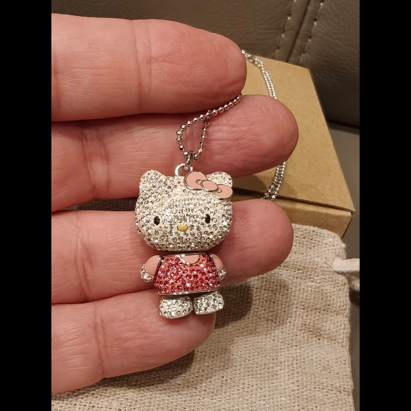 日本進口， hello kitty施華洛世奇水晶項鍊-1