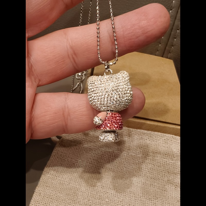 日本進口， hello kitty施華洛世奇水晶項鍊-2
