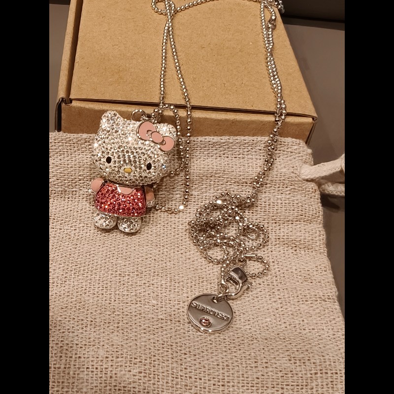 日本進口， hello kitty施華洛世奇水晶項鍊-3