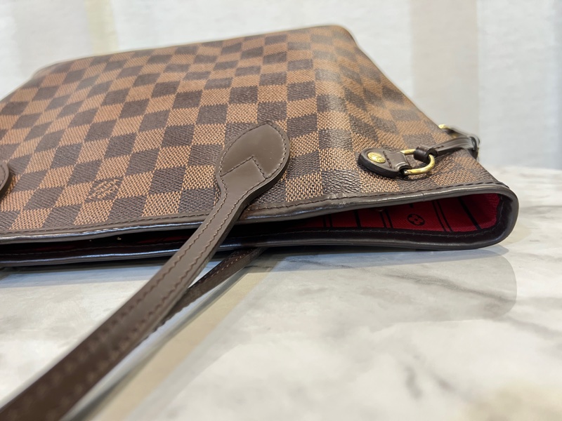 LV 咖格金釦Neverfull PM 手提肩背托特包-8