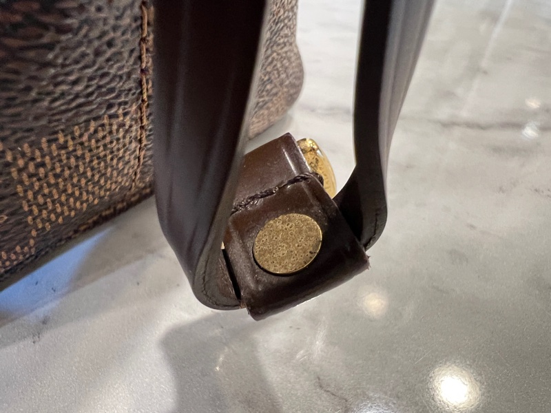 LV 咖格金釦Neverfull PM 手提肩背托特包-16