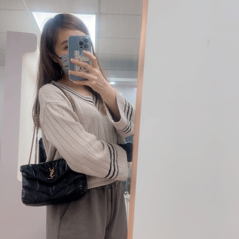 YSL puffer / loulou 黑金鏈條包-17