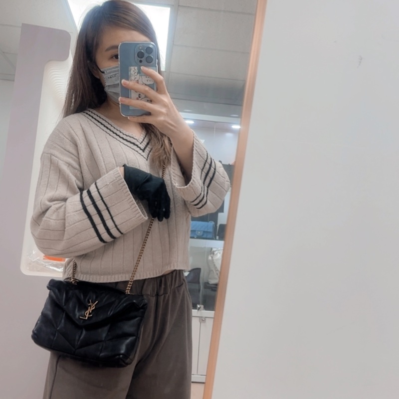 YSL puffer / loulou 黑金鏈條包-18