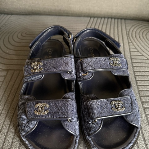 Chanel 牛仔絨布款 涼鞋