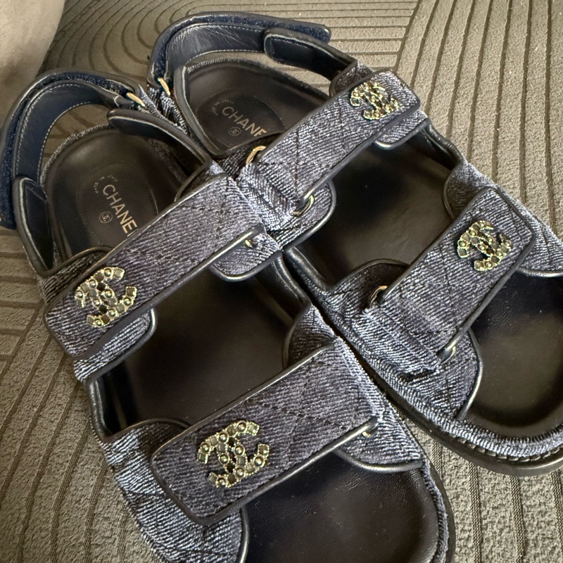 Chanel 牛仔絨布款 涼鞋-5