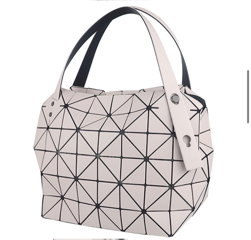 BAO BAO ISSEY MIYAKE三宅一生 肩背包手提包 藕粉色 皮質三角格10x6手提/肩背包-19