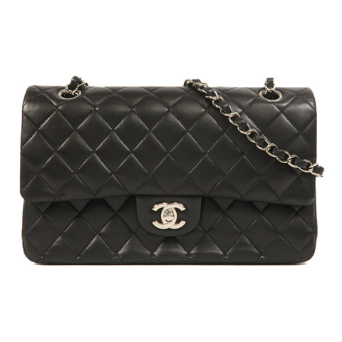 CHANEL 羊皮皮革Classic 25銀扣鏈帶肩背袋