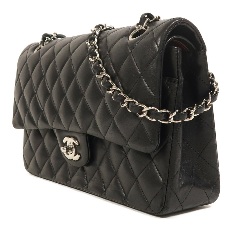 CHANEL 羊皮皮革Classic 25銀扣鏈帶肩背袋-2