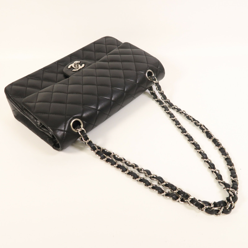 CHANEL 羊皮皮革Classic 25銀扣鏈帶肩背袋-7