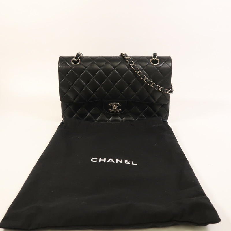 CHANEL 羊皮皮革Classic 25銀扣鏈帶肩背袋-8