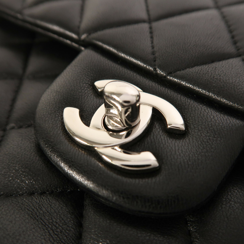CHANEL 羊皮皮革Classic 25銀扣鏈帶肩背袋-9